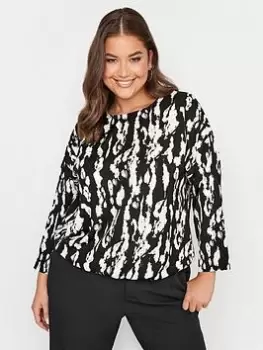 Yours Bubble Hem Tee Aop Black Smudge Print, Black, Size 14, Women