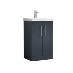 Nuie Deco 500mm Floor Standing 2 Door Vanity & Basin 1 - Satin Anthracite