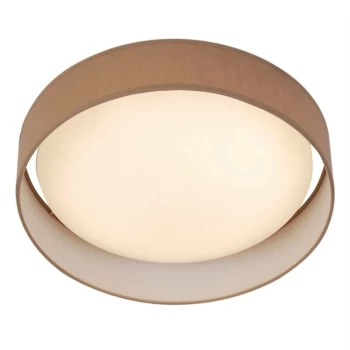 Searchlight Gianna - LED Round Flush Ceiling Light White with Brown Shade