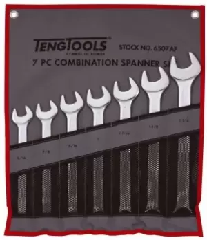 Teng Tools 6507AF 7 Piece Imperial Combination Spanner Set in Tool Roll